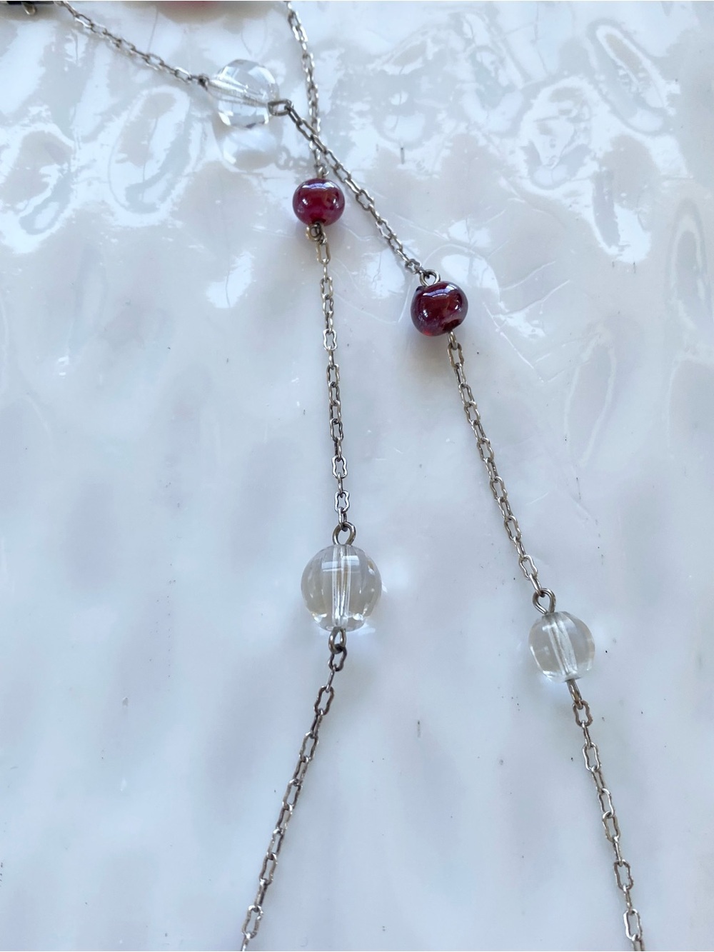 Garnet and Crystal Bead Necklace 42” inches - Picture 7 of 10